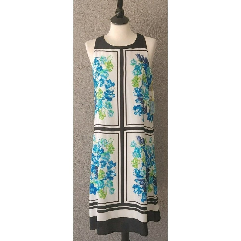NWT CeCe Playa del Sol Halter Neck Multi Color Floral Dress in New Ivory Size 8